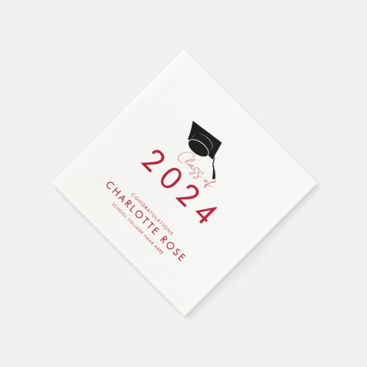 Serviette En Papier Graduation 2024 Red Script Party Papier (Coin)