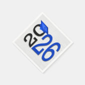 Serviette En Papier Graduation 2025 Bleu et noir sur bois (Coin)