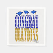 Serviette En Papier Graduation 2025 En Bleu et Or (Devant)