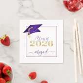 Serviette En Papier Graduation 2025 Faux Metallic Purple Gold Script (En situation)