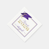 Serviette En Papier Graduation 2025 Faux Metallic Purple Gold Script (Coin)