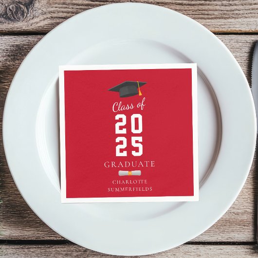 Serviette En Papier Graduation 2025 Grad Casquette and Scroll Custom P