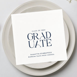 Serviette En Papier Graduation 2025 Marine Blue Elegant Party Paper