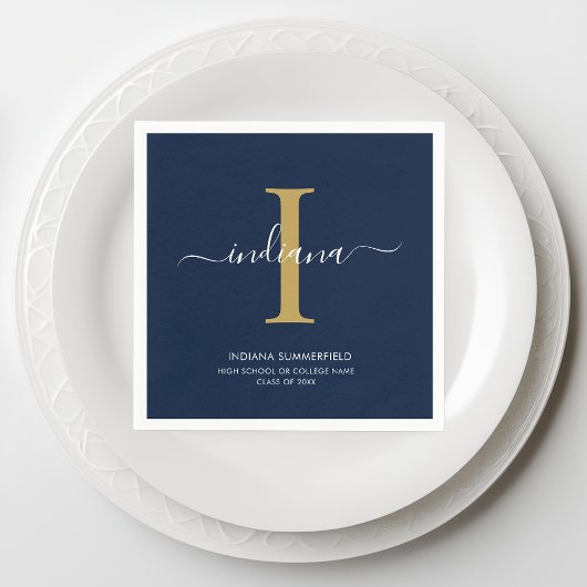 Serviette En Papier Graduation 2025 Monogramme Nom du script Grad Part