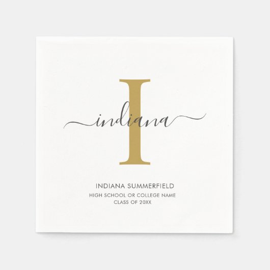 Serviette En Papier Graduation 2025 Monogramme Nom Grad Party Paper (Devant)