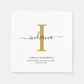 Serviette En Papier Graduation 2025 Monogramme Nom Script Grad Party (Devant)