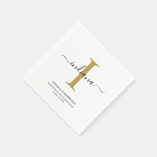 Serviette En Papier Graduation 2025 Monogramme Nom Script Grad Party (Coin)