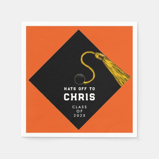 Serviette En Papier Graduation 2025 Orange (Devant)