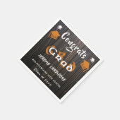 Serviette En Papier Graduation 2025 Orange & Blanc Blurred Text (Coin)