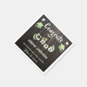 Serviette En Papier Graduation 2025 Pale Vert & Blanc Blurred Texte (Coin)
