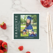 Serviette En Papier Graduation 2025 Photo Collage Green Grad Party (En situation)