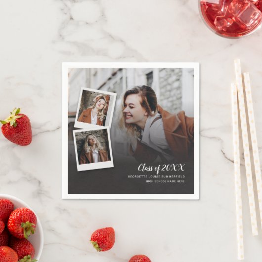 Serviette En Papier Graduation 2025 Photo Collage Script Grad Papier (En situation)