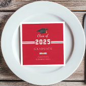 Serviette En Papier Graduation 2025 Red White Graduate Party Paper