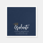 Serviette En Papier Graduation 2025 Script Navy Blue Paper (Devant)