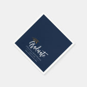 Serviette En Papier Graduation 2025 Script Navy Blue Paper (Coin)
