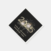 Serviette En Papier Graduation 2025 Sparklers Sur Noir (Coin)