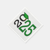 Serviette En Papier Graduation 2025 Vert et noir sur bois (Coin)