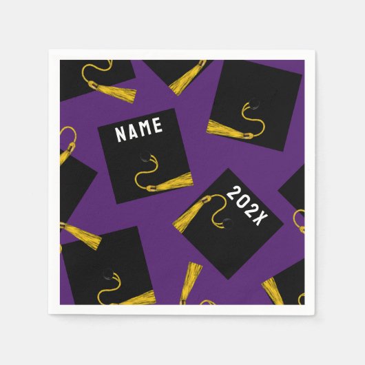 Serviette En Papier Graduation 2025 violet (Devant)