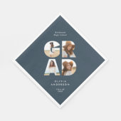 Serviette En Papier Graduation 4 photo moderne personnalisée marine bl (Coin)