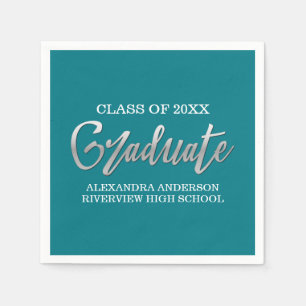 Serviette En Papier Graduation Argent Faux Foil N'importe quel Arrière