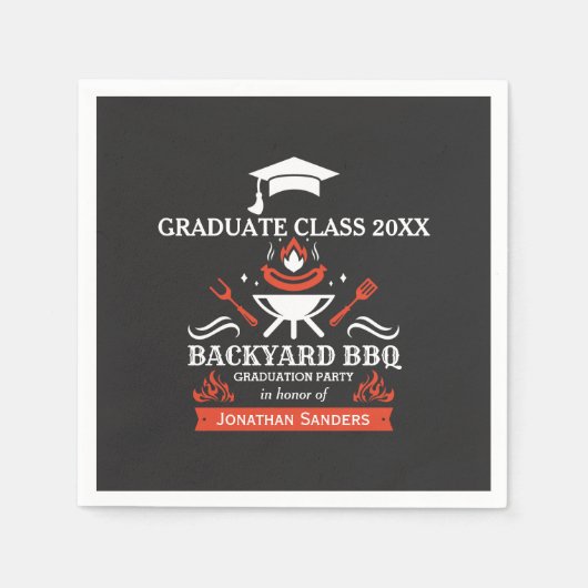 Serviette En Papier Graduation BBQ Backyard Navy Blue (Devant)