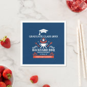 Serviette En Papier Graduation BBQ Backyard Navy Blue (En situation)