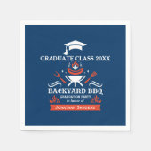 Serviette En Papier Graduation BBQ Backyard Navy Blue (Devant)