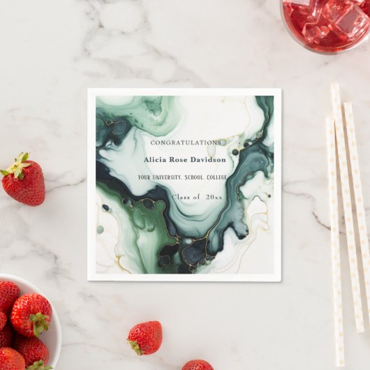 Serviette En Papier Graduation, Beau Vert Turquoise Agate Marbre (En situation)