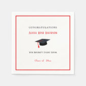 Serviette En Papier Graduation, Blac Casquette Red Tassel (Devant)