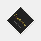 Serviette En Papier Graduation Black White Gold Félicitations Nom (Coin)