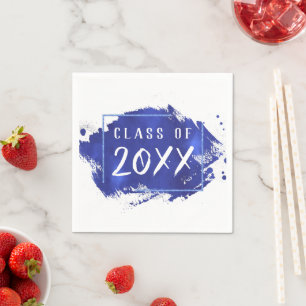 Serviette En Papier Graduation bleue Paint Splatter Brushstroke Part