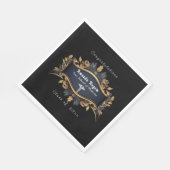 Serviette En Papier Graduation Caduceus Elégant Noir Or Blanc (Coin)