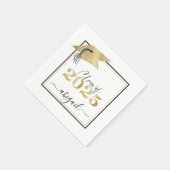 Serviette En Papier Graduation Cap Métallic Gold Script Classe Année (Coin)