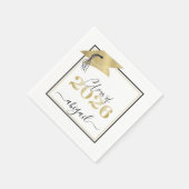 Serviette En Papier Graduation Cap Métallic Gold Script Classe Année (Coin)