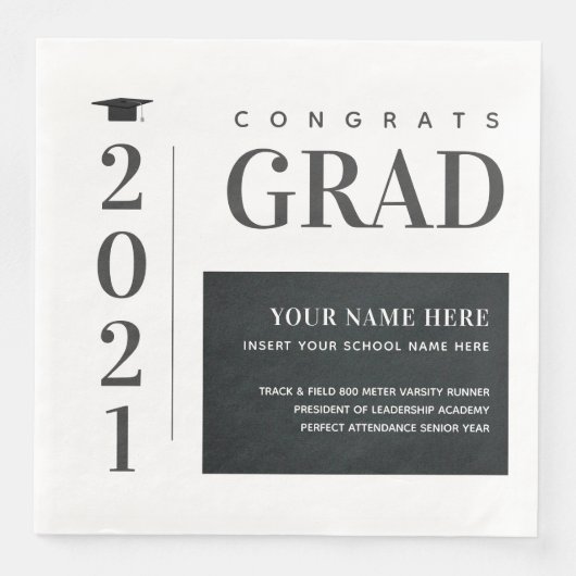 Serviette En Papier Graduation Class of 2021 Fun Facts Modern (Devant)