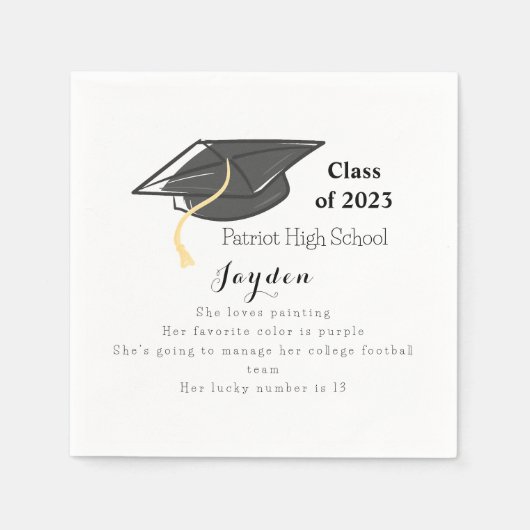 Serviette En Papier Graduation Classe de faits amusants Casquette grad (Devant)