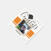 Serviette En Papier Graduation Congrats GRAD Nom et photo Orange (Coin)
