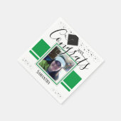 Serviette En Papier Graduation Congrats Nom et photo vert (Coin)