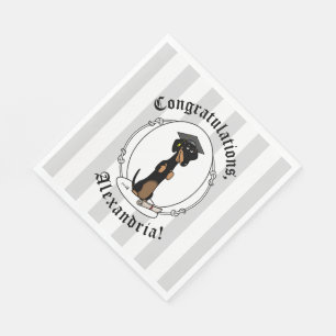 Serviette En Papier Graduation Dachshund Chien (noir & bronze) mignonn