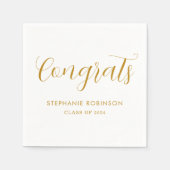 Serviette En Papier Graduation de 2024 Simple Modern Gold Script (Devant)