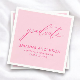 Serviette En Papier Graduation de script Hot Pink