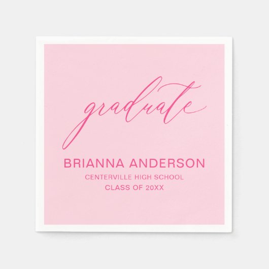 Serviette En Papier Graduation de script Hot Pink (Devant)