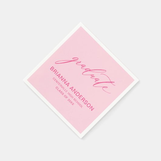 Serviette En Papier Graduation de script Hot Pink (Coin)