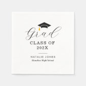 Serviette En Papier graduation de script noir simple (Devant)