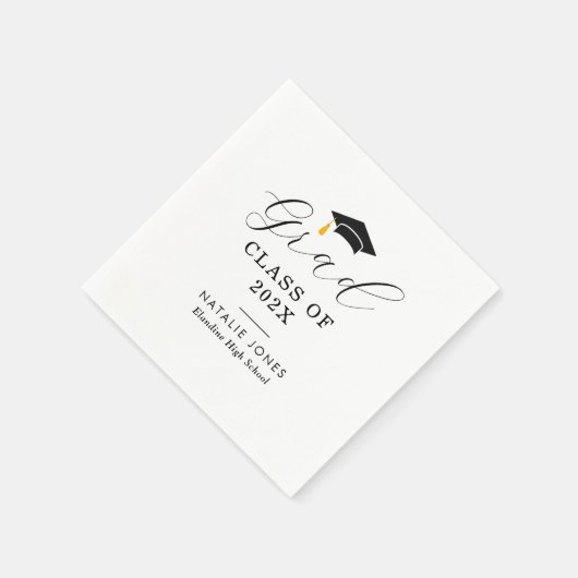 Serviette En Papier graduation de script noir simple (Coin)