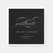 Serviette En Papier Graduation de script simple noir (Devant)