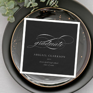 Serviette En Papier Graduation de script simple noir