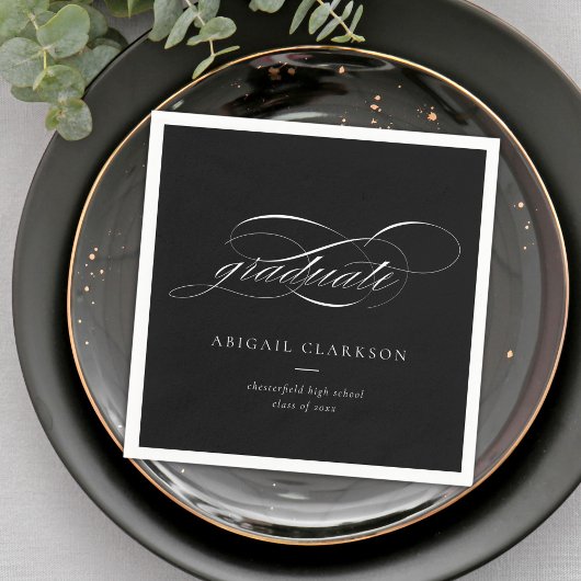 Serviette En Papier Graduation de script simple noir