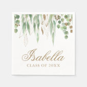 Serviette En Papier Graduation d'Eucalyptus vert et or (Devant)