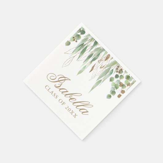 Serviette En Papier Graduation d'Eucalyptus vert et or (Coin)